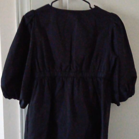 BCBG Navy blue Ballon sleeve, v neck dress - Picture 5 of 7